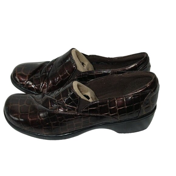 Clarks Bendables Brown Croc Print Slip-on Shoes Women Size 9.5 M Faux Leather - Picture 2 of 11
